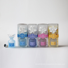 100ml reed diffuser in frosted glass bottle with ceramic flower in box for home